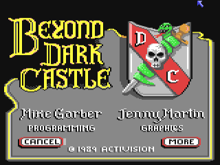 Beyond Dark Castle title screen for Commodore 64